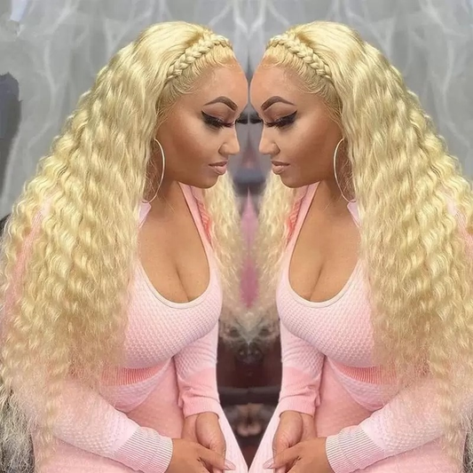 613 Blonde HD Full Lace Wigs Deep Wave 13x4 Lace Front Human Hair Wigs 30 Inch HD Deep Wave Lace Frontal Wig for Black Women